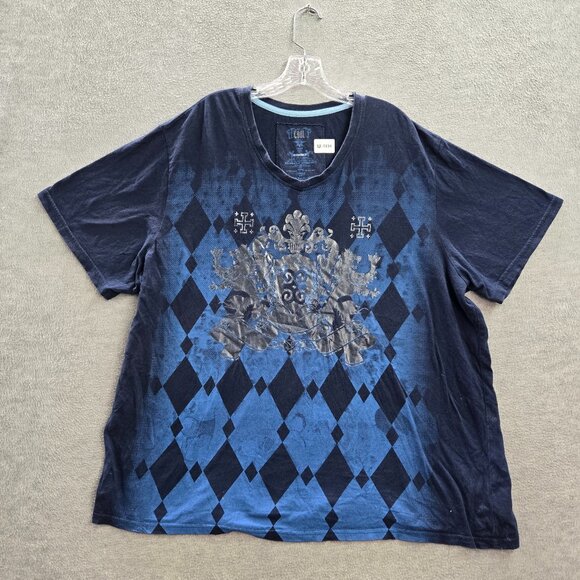 VINTAGE LL Cool‎ J Men Shirt 2XL Blue Argyle Graphic Grunge Streetwear Y2K Tee - Picture 1 of 10